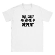 Load image into Gallery viewer, Kids shirt eat. sleep. gym. repeat.